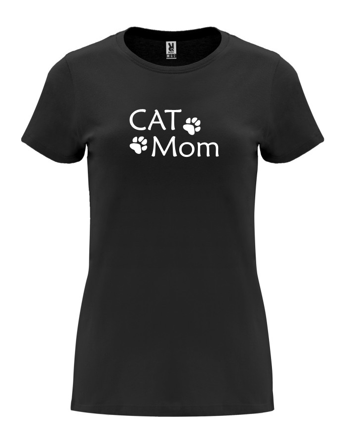 Dámské tričko Cat mom tlapky černá