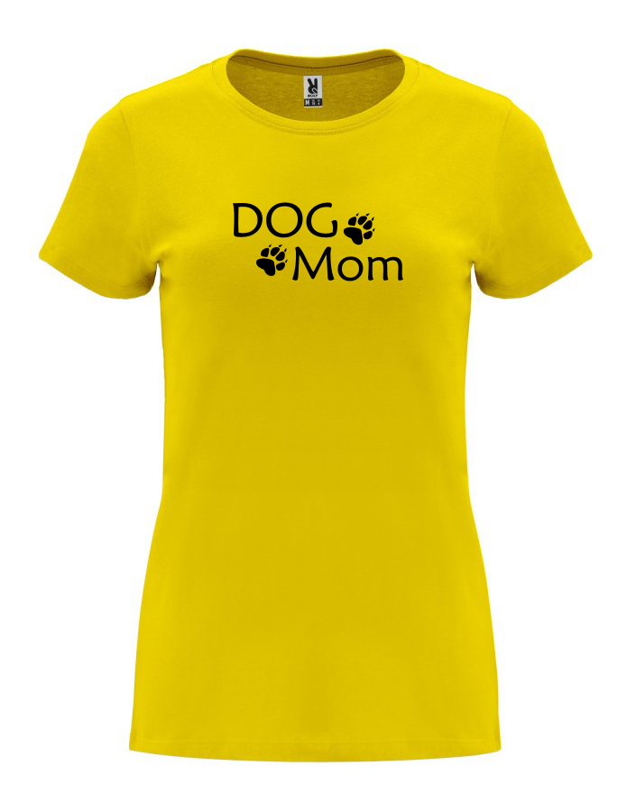 Dámské tričko Dog mom tlapky žlutá