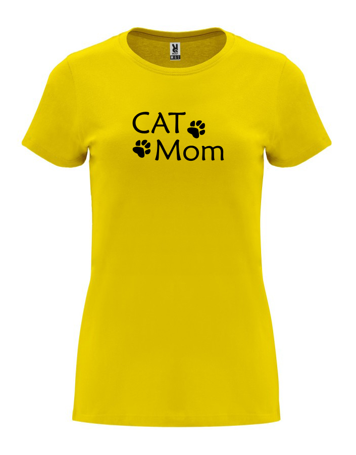 Dámské tričko Cat mom tlapky žlutá