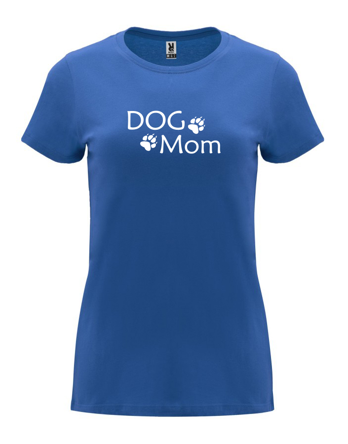 Dámské tričko Dog mom tlapky královská modrá
