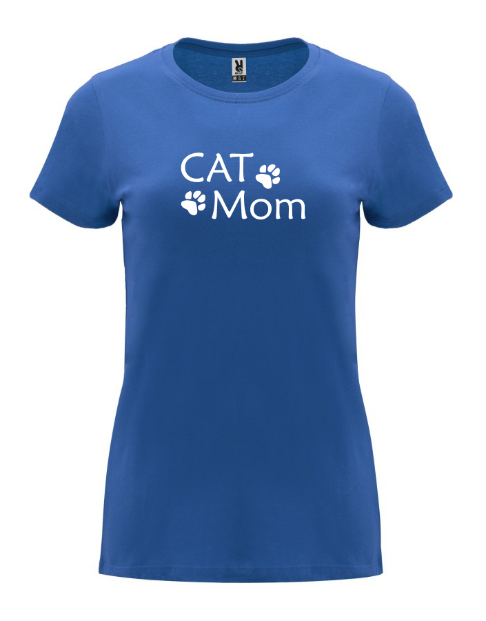 Dámské tričko Cat mom tlapky královská modrá