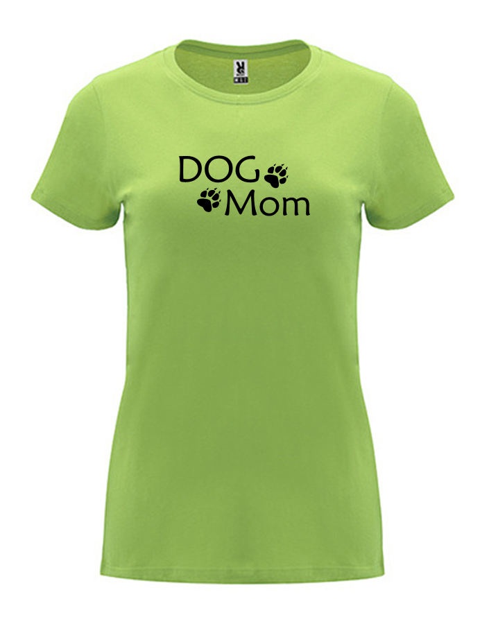 Dámské tričko s potiskem Dog mom tlapky světle zelená