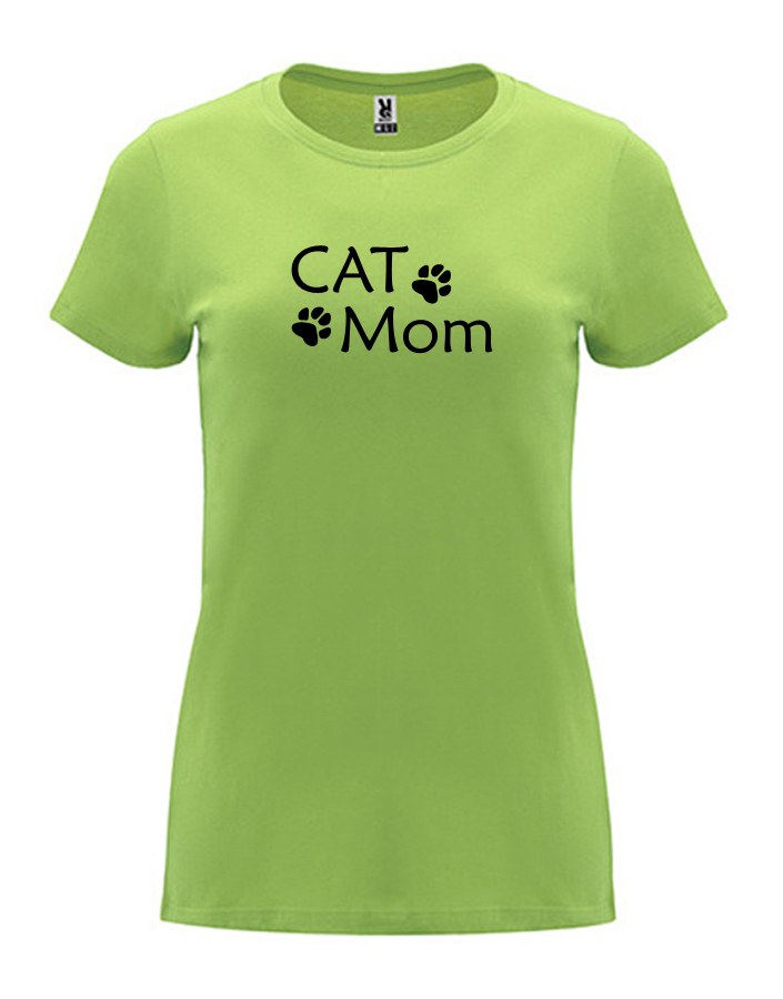 Dámské tričko Cat mom tlapky světle zelená