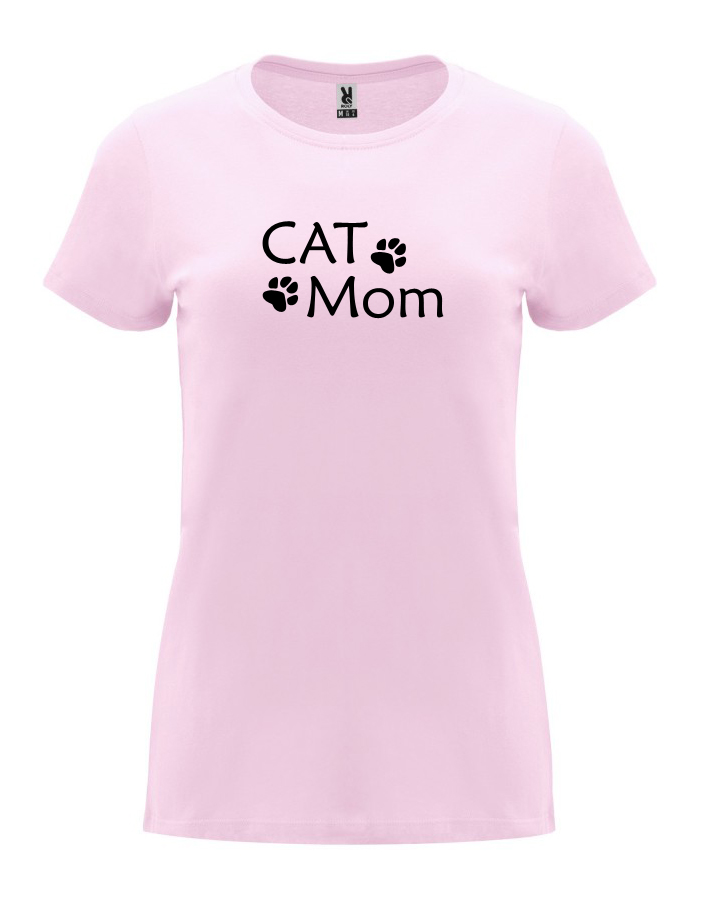 Dámské tričko Cat mom tlapky světle růžová