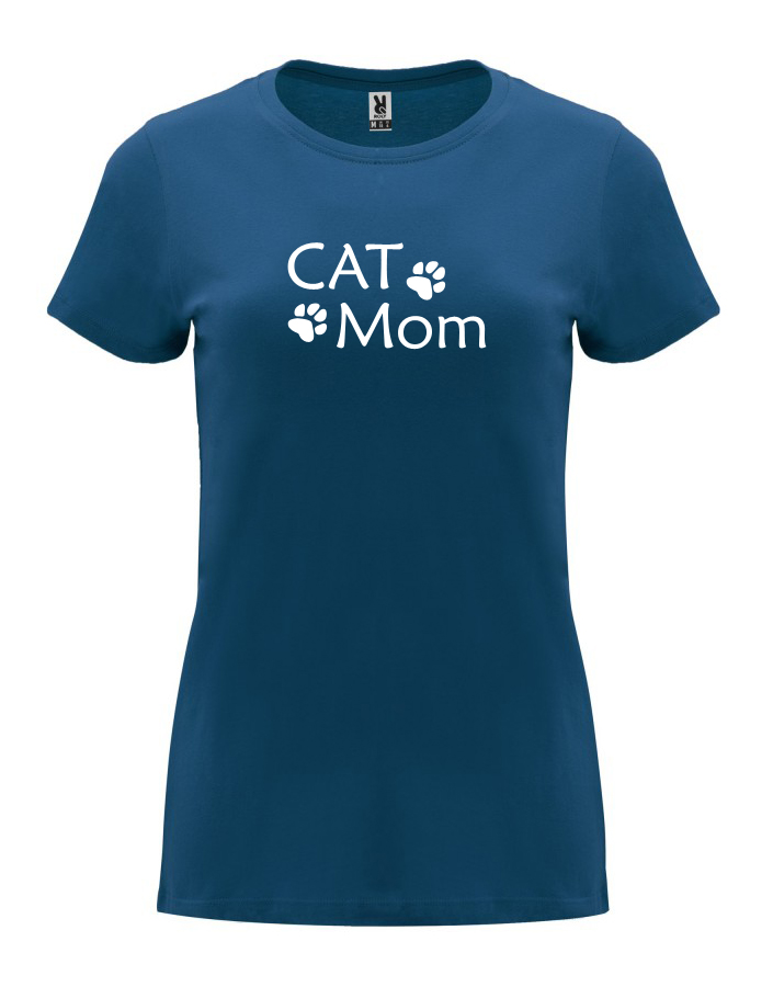 Dámské tričko Cat mom tlapky námořnická modrá