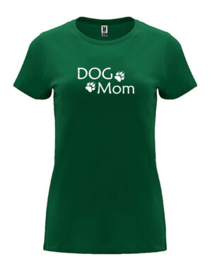 Dámské tričko Dog mom tlapky lahvově zelená