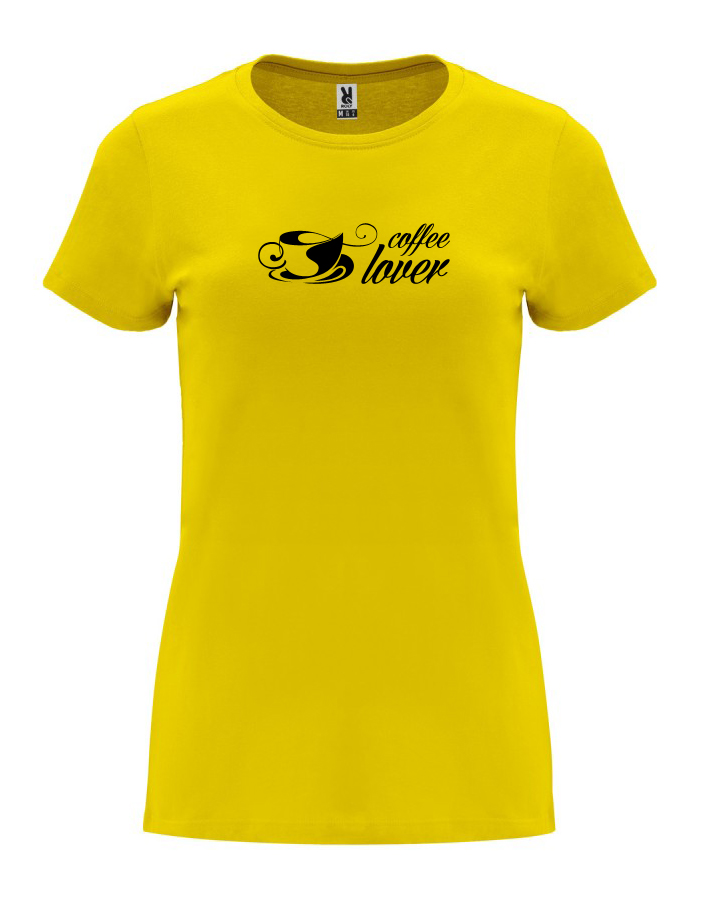 Dámské tričko s potiskem Coffee lover žlutá