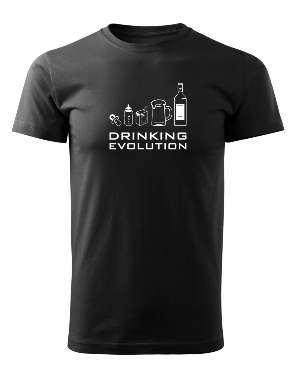 Pánské tričko s potiskem Drinking evolution černá