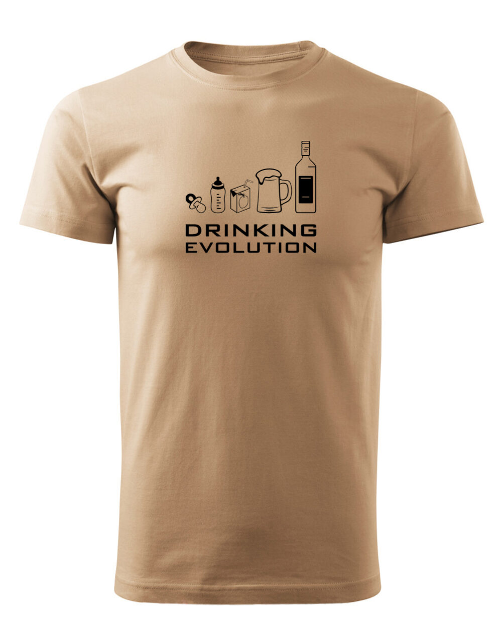 Pánské tričko s potiskem Drinking evolution písková