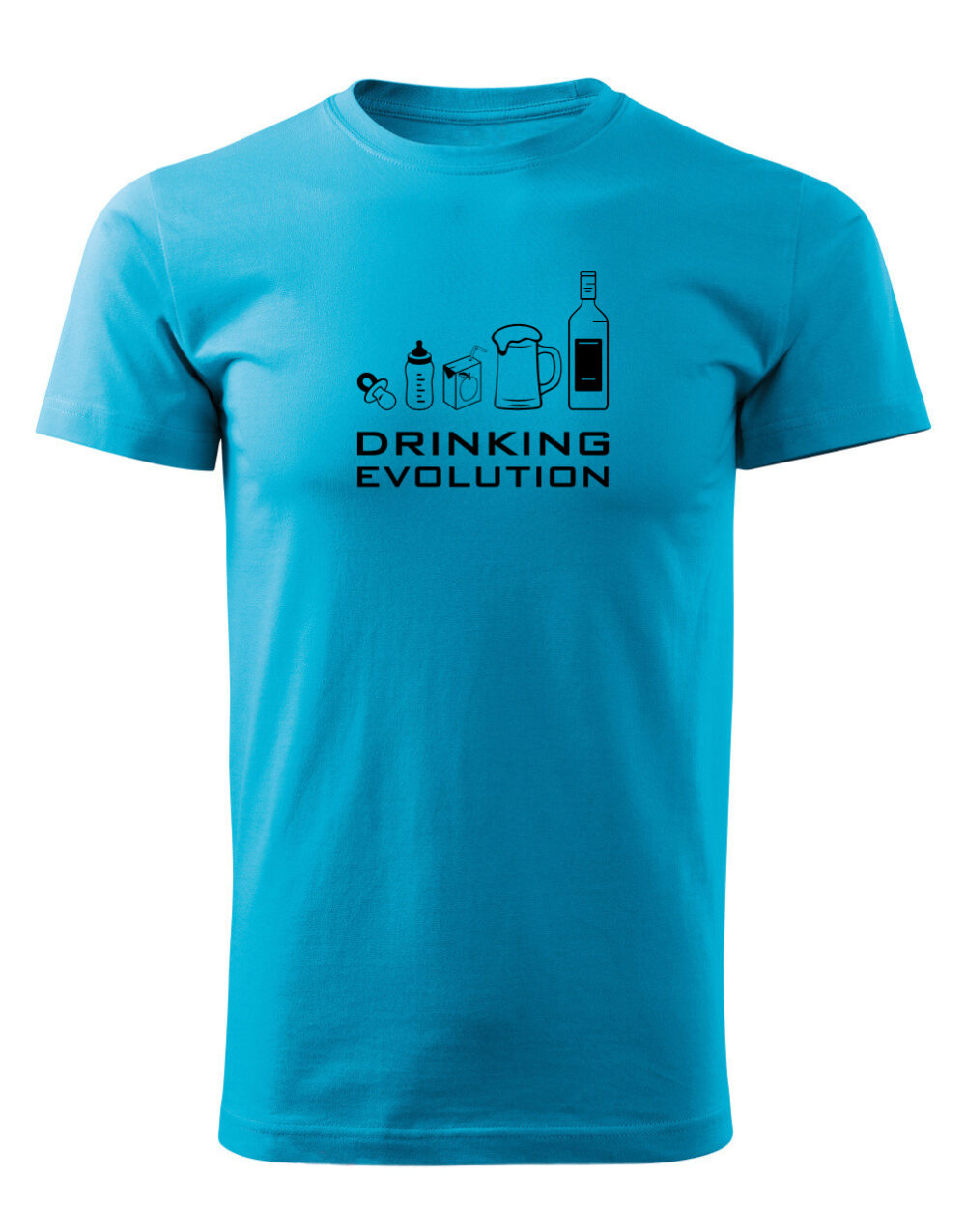 Pánské tričko s potiskem Drinking evolution tyrkysová