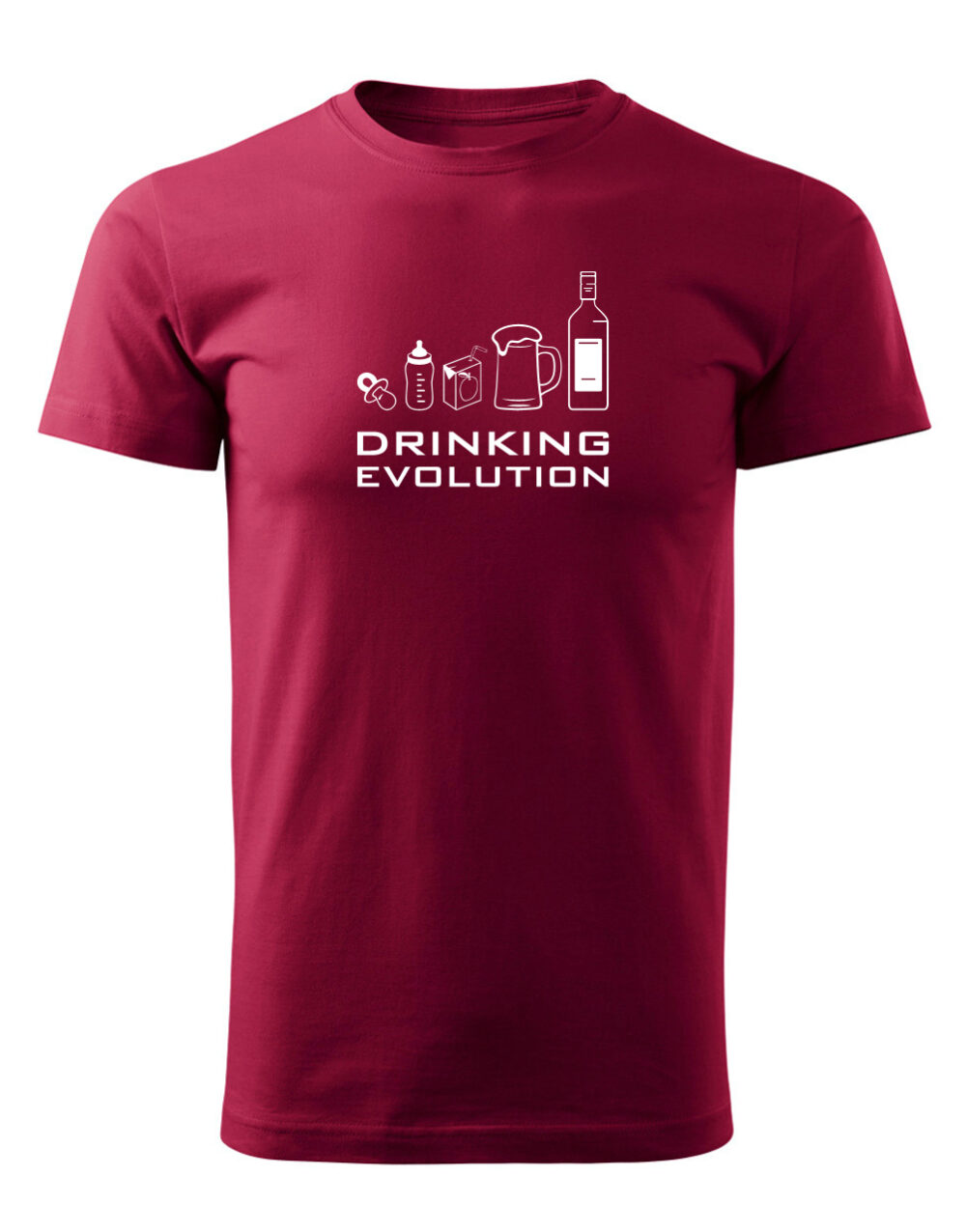 Pánské tričko s potiskem Drinking evolution granátová