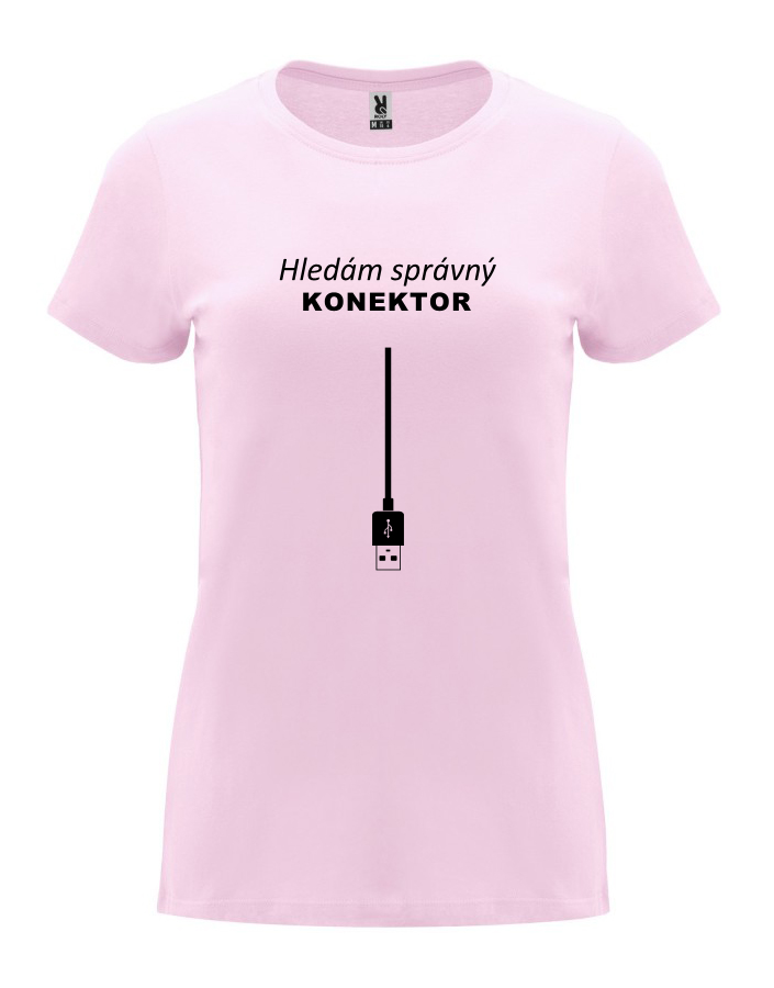 Dámské tričko Hledám správný konektor světle růžová