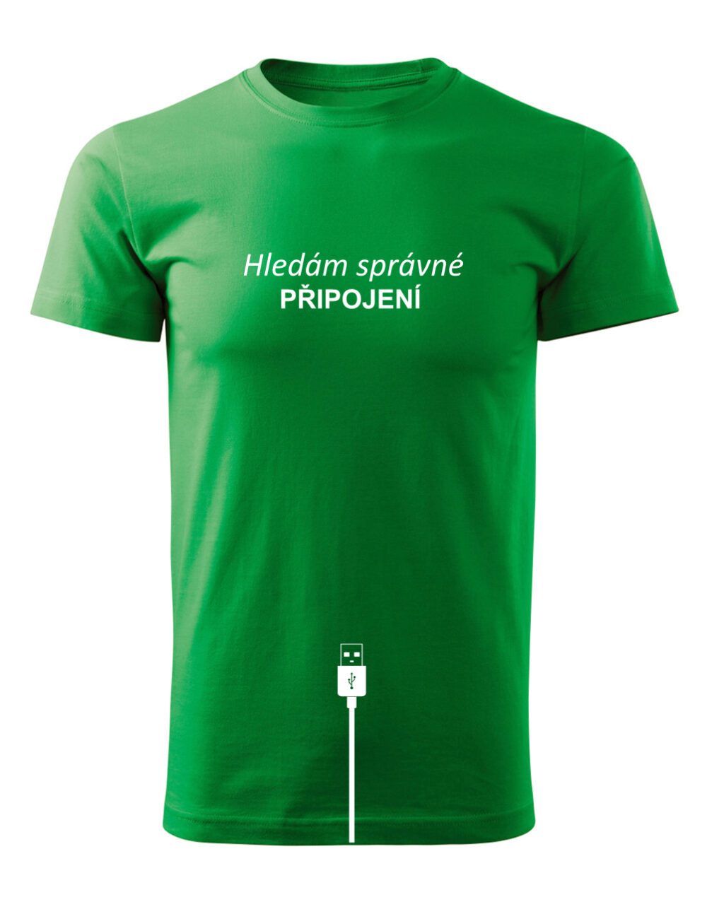 Pánské tričko s potiskem Hledám správné připojení světle zelená