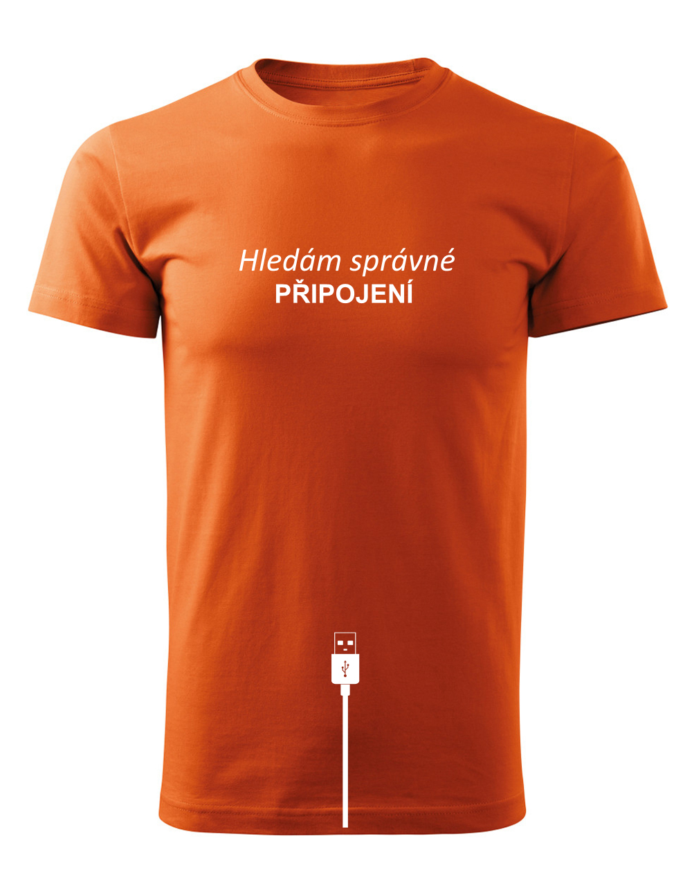 Pánské tričko s potiskem Hledám správné připojení oranžová