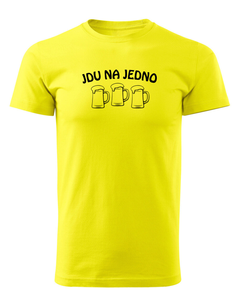 Pánské tričko s potiskem Jdu na jedno žlutá