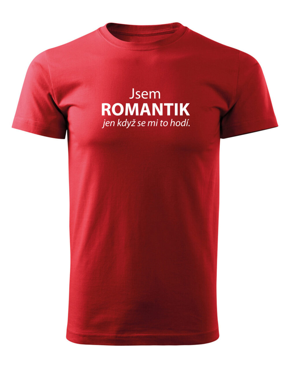 Pánské tričko s potiskem Jsem romantik červená