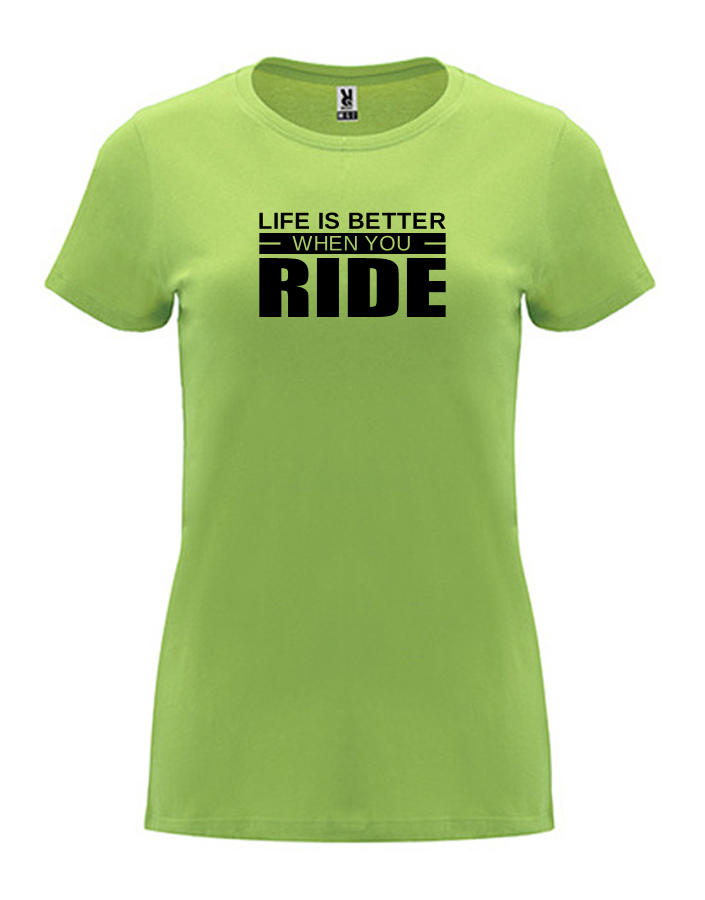 Dámské tričko s potiskem Life is better světle zelená