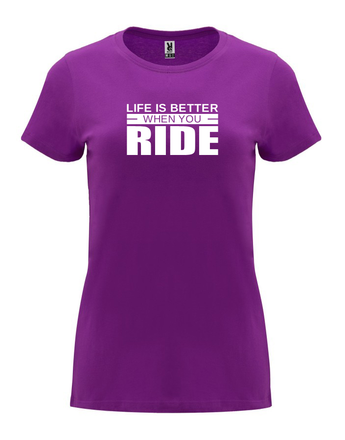 Dámské tričko s potiskem Life is better purpurová