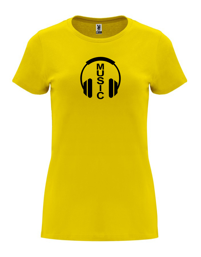 Dámské tričko s potiskem Music žlutá