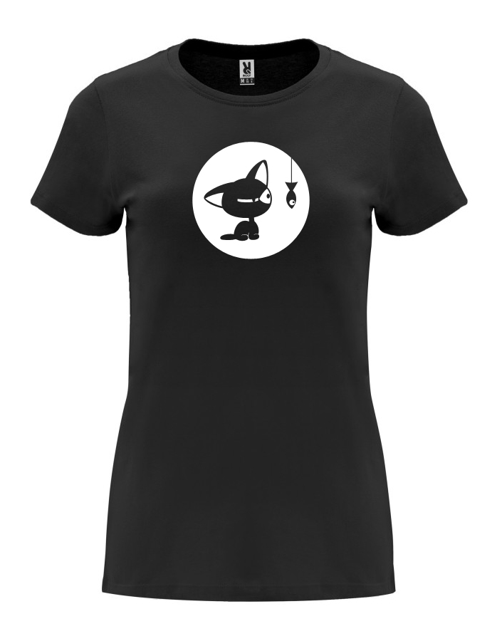 Dámské tričko s potiskem Nasraná kočka černá