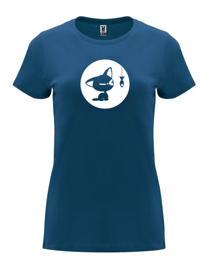 Dámské tričko s potiskem Nasraná kočka námořnická modrá