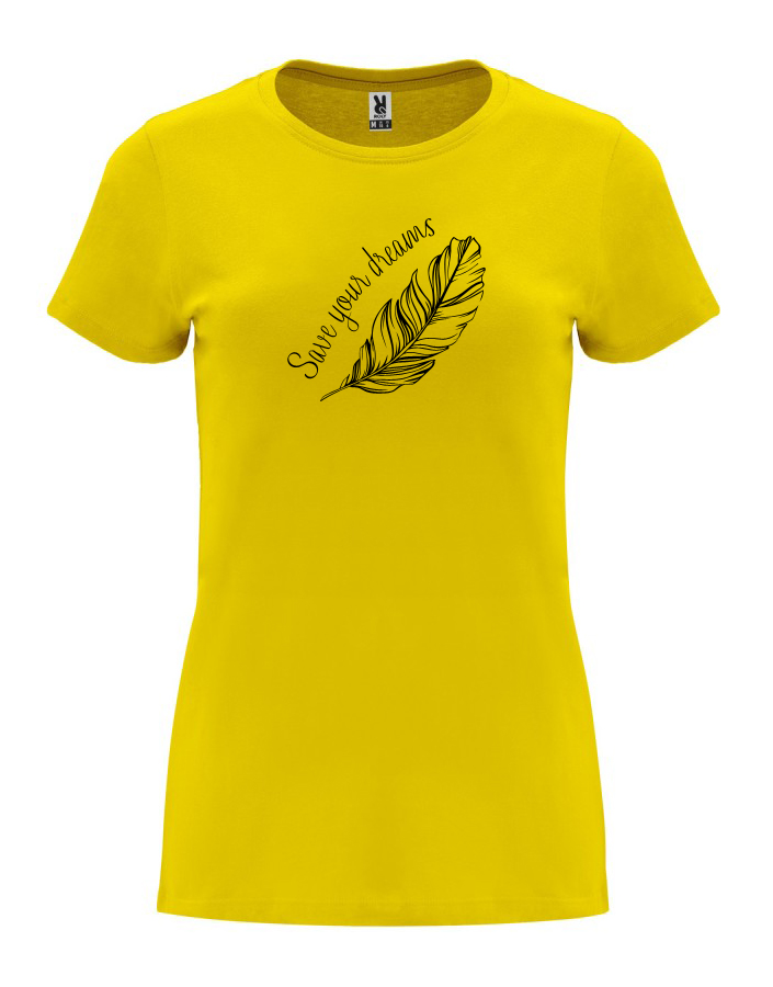 Dámské tričko s potiskem Save your dreams žlutá