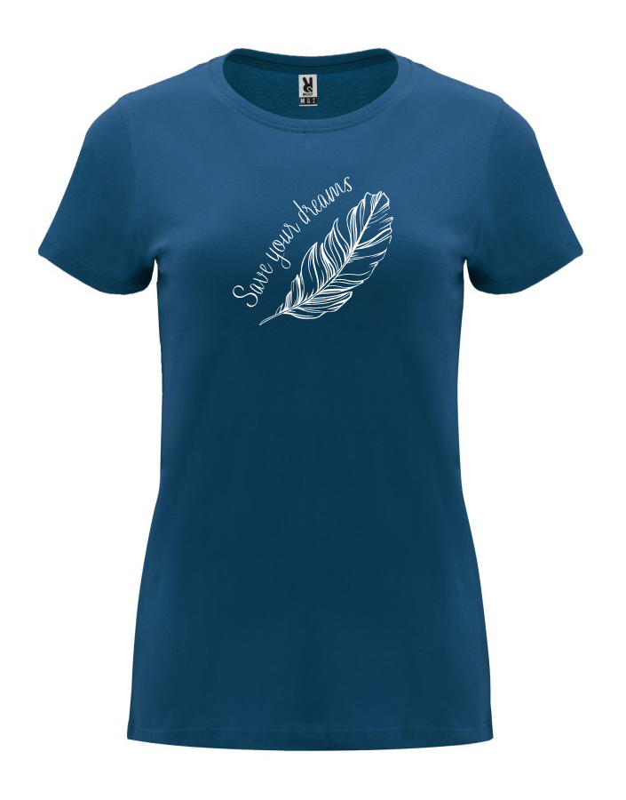 Dámské tričko s potiskem Save your dreams námořnická modrá