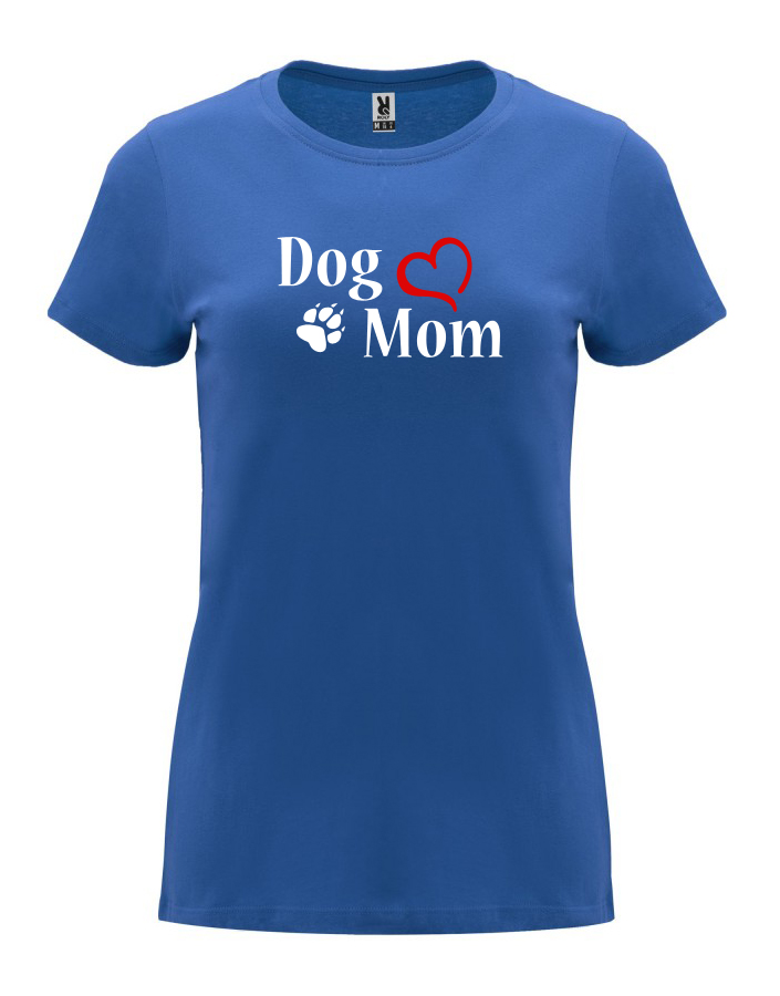 Dámské tričko s potiskem Dog mom srdce královská modrá