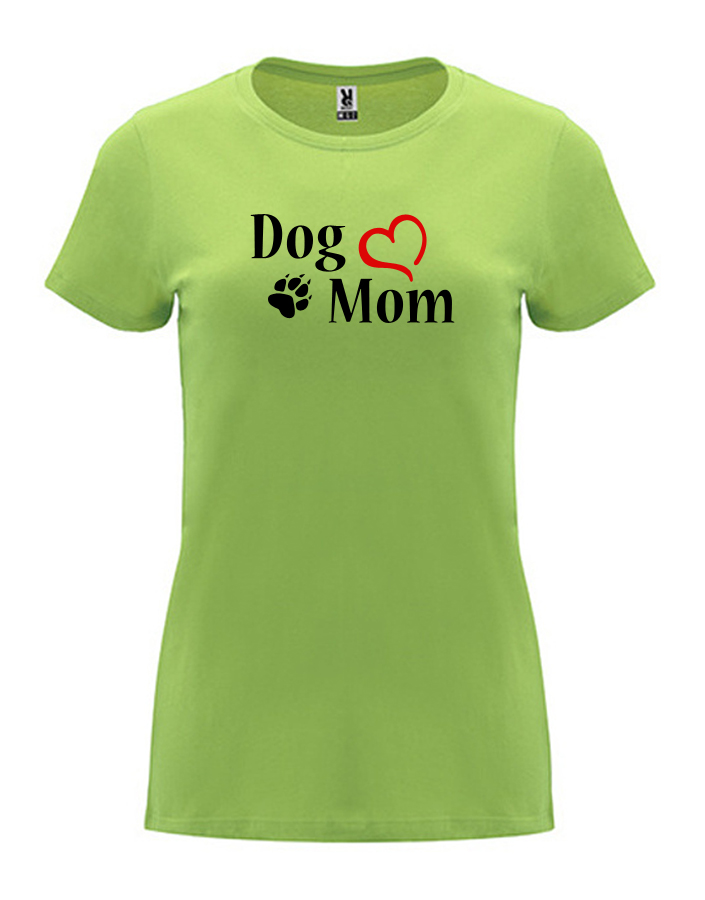 Dámské tričko s potiskem Dog mom srdce světle zelená