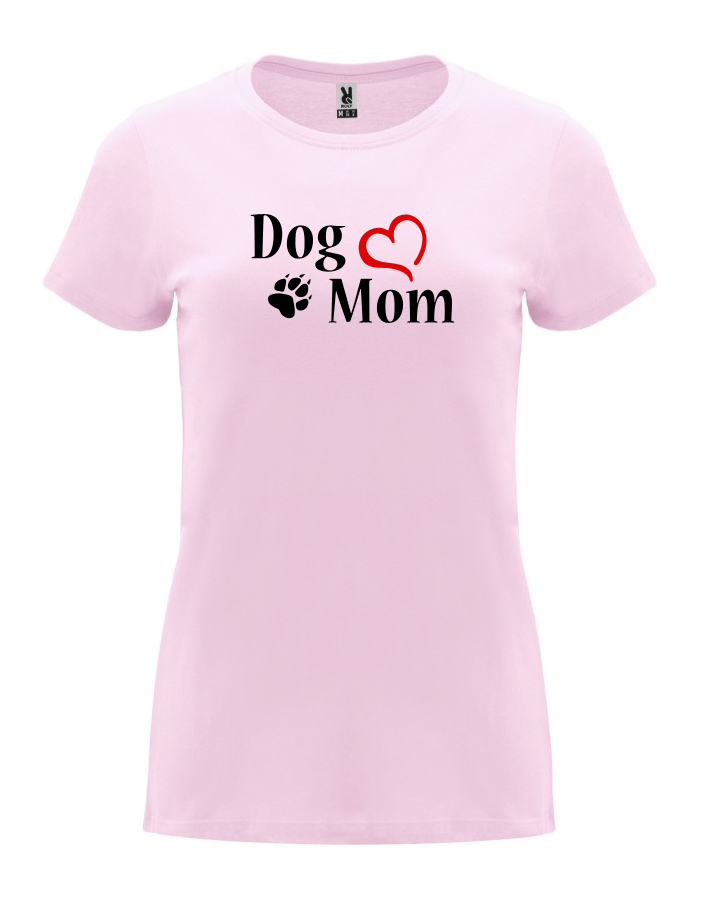 Dámské tričko s potiskem Dog mom srdce světle růžová
