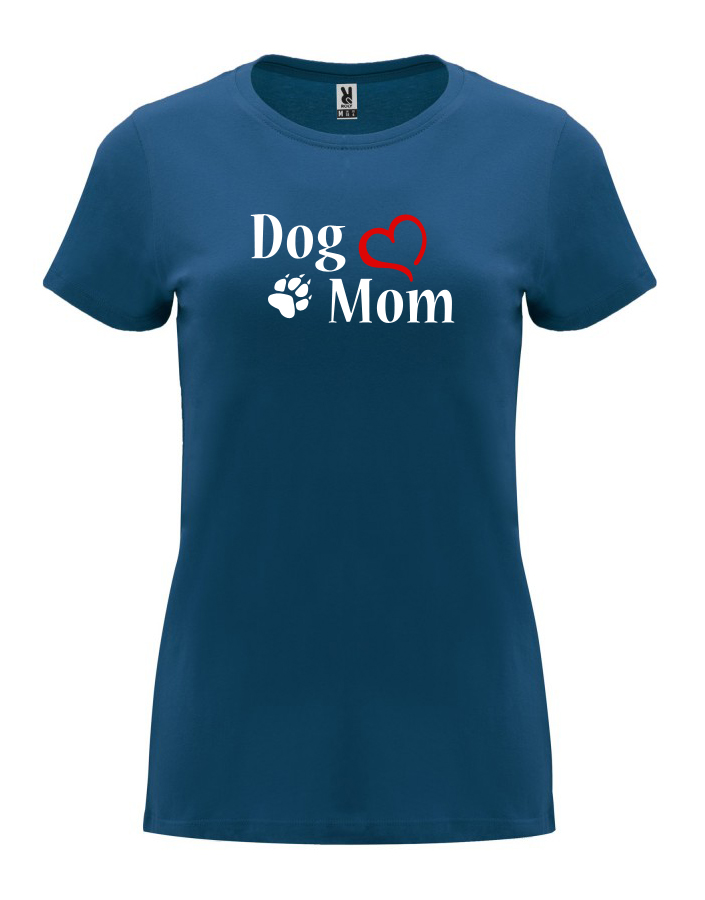 Dámské tričko s potiskem Dog mom srdce námořnická modrá