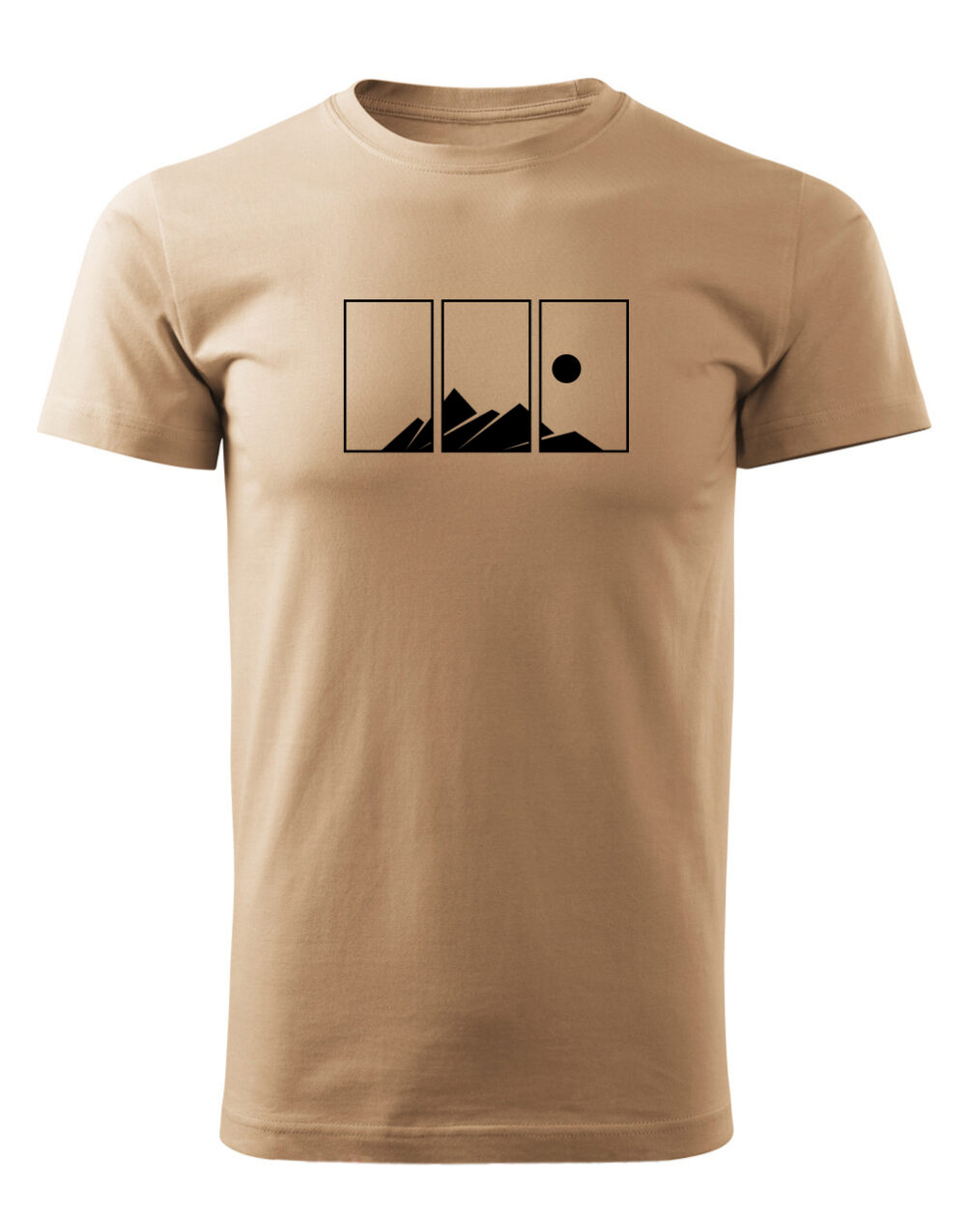 Pánské tričko s potiskem Hory písková