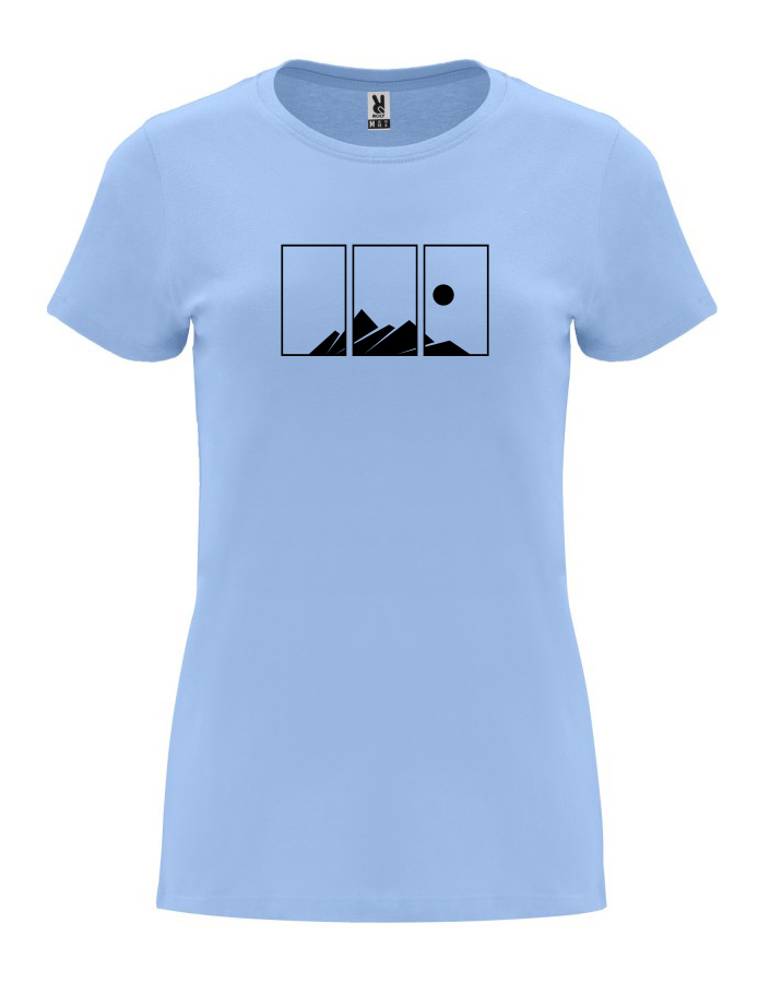 Dámské tričko s potiskem Hory nebesky modrá