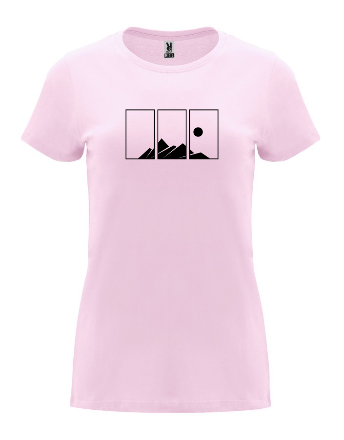 Dámské tričko s potiskem Hory světle růžová