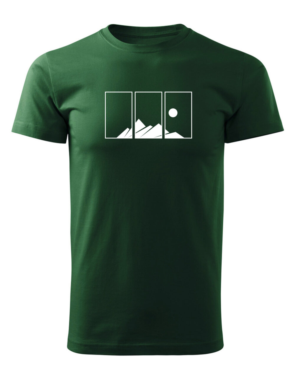 Pánské tričko s potiskem Hory lahvově zelená