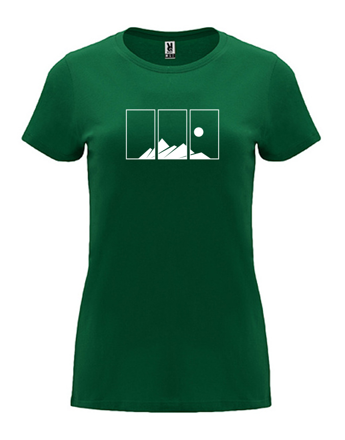 Dámské tričko s potiskem Hory lahvově zelená