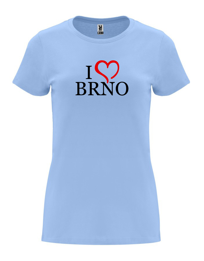 Dámské tričko s potiskem I love Brno nebesky modrá