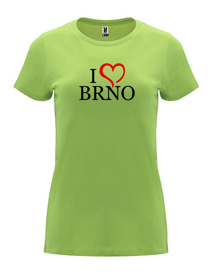 Dámské tričko s potiskem I love Brno světle zelená