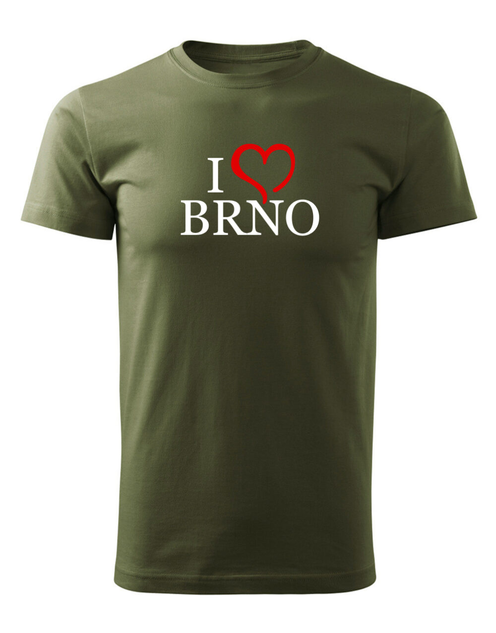 Pánské tričko s potiskem I love Brno vojenská zelená