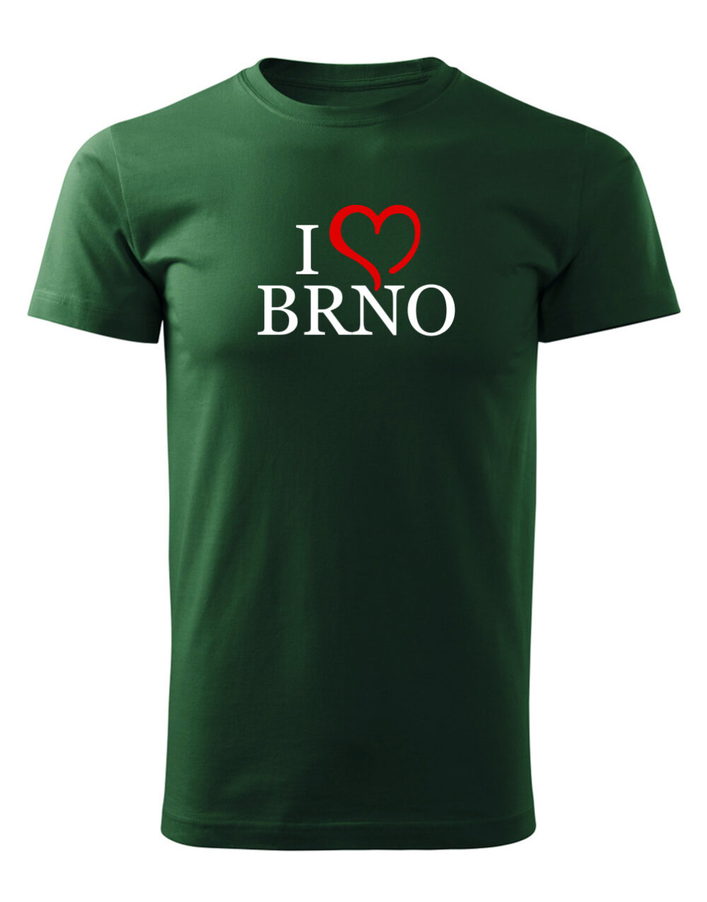 Pánské tričko s potiskem I love Brno lahvově zelená