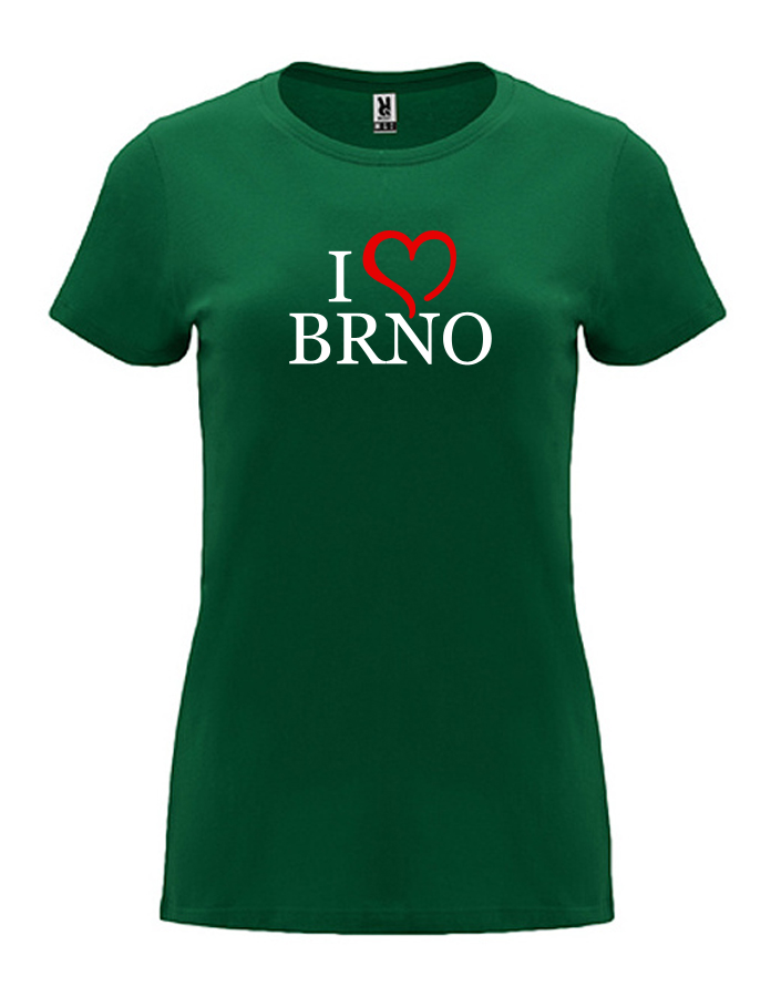 Dámské tričko s potiskem I love Brno lahvově zelená