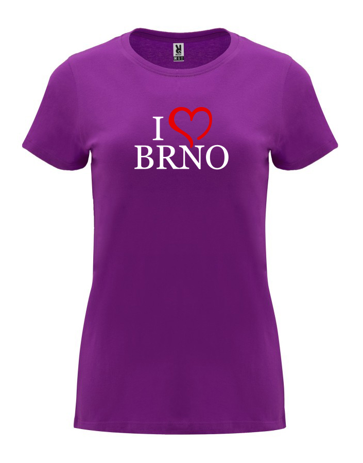 Dámské tričko s potiskem I love Brno purpurová