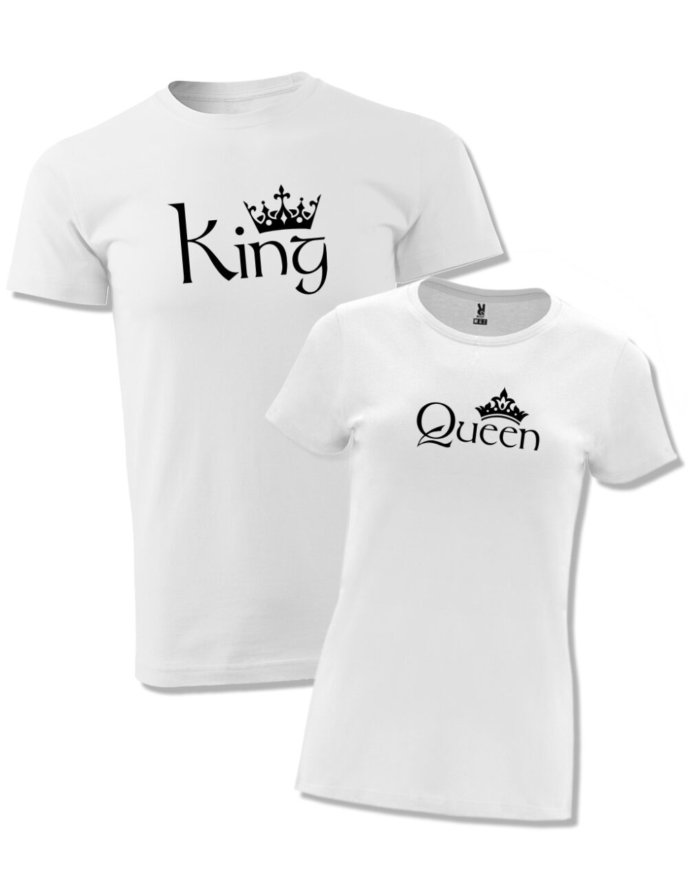 Párová trička s potiskem King & Queen bílá