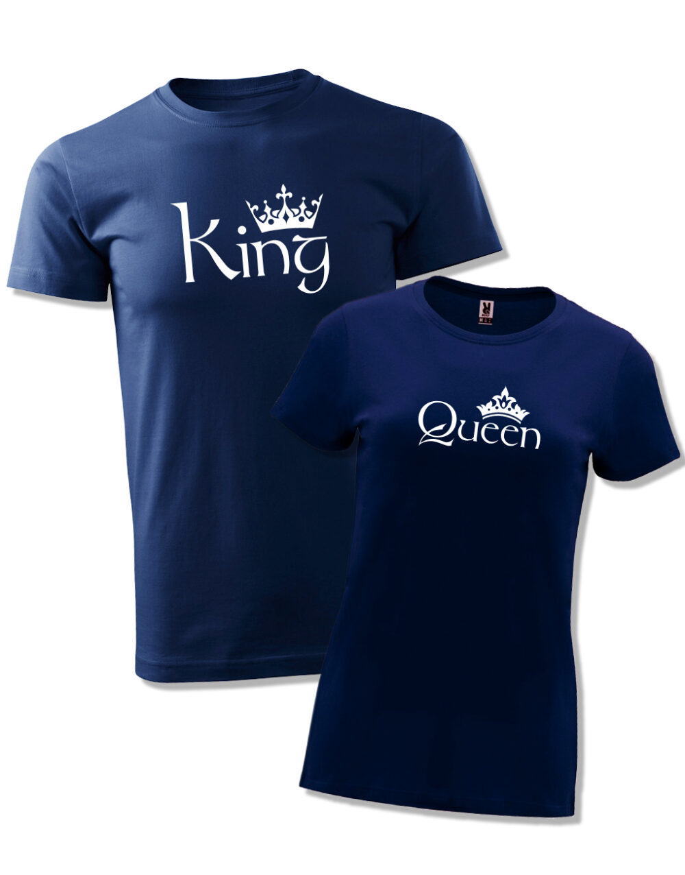Párová trička s potiskem King & Queen námořnická modrá