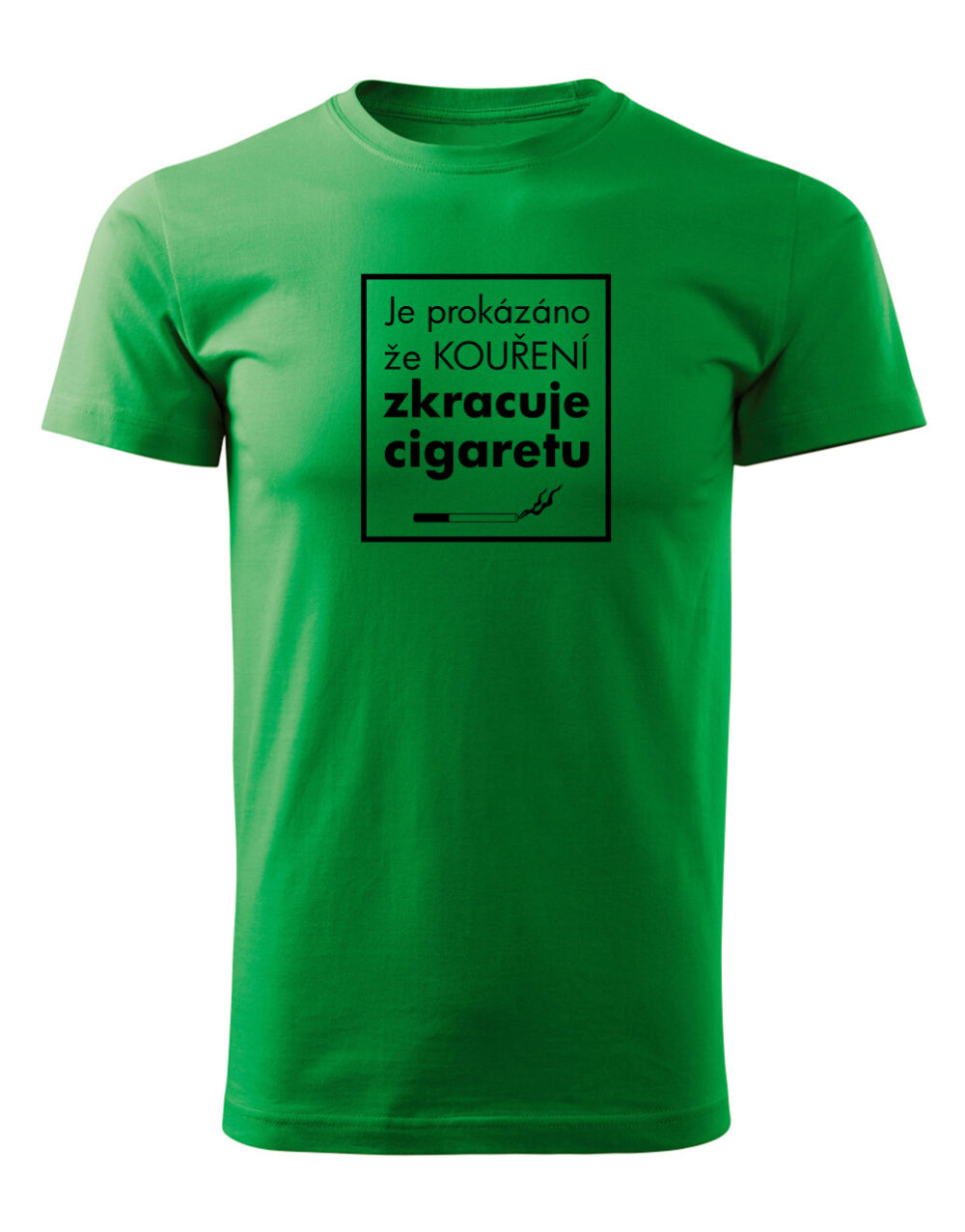 Pánské tričko s potiskem Kouření zkracuje cigaretu světle zelená