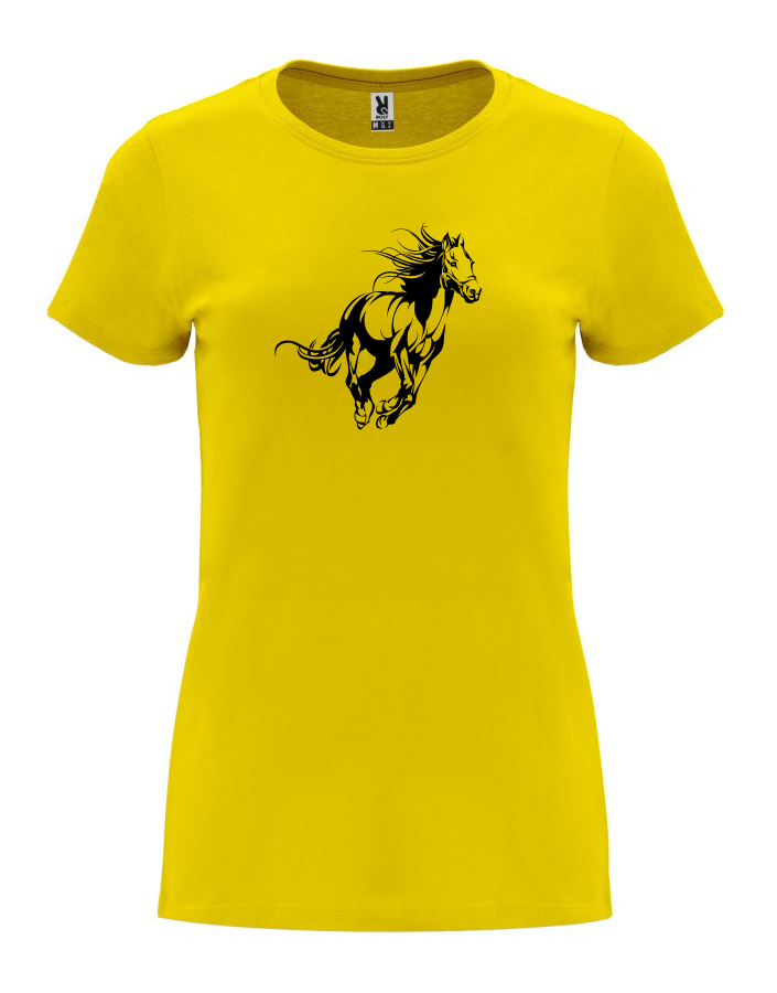 Dámské tričko s potiskem Kůň žlutá