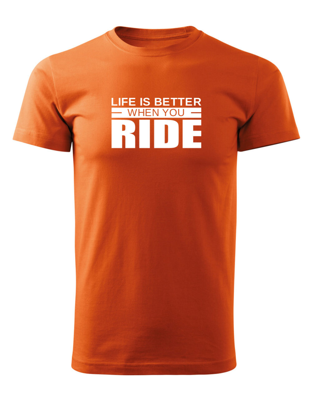 Pánské tričko s potiskem Life is better when you ride oranžová