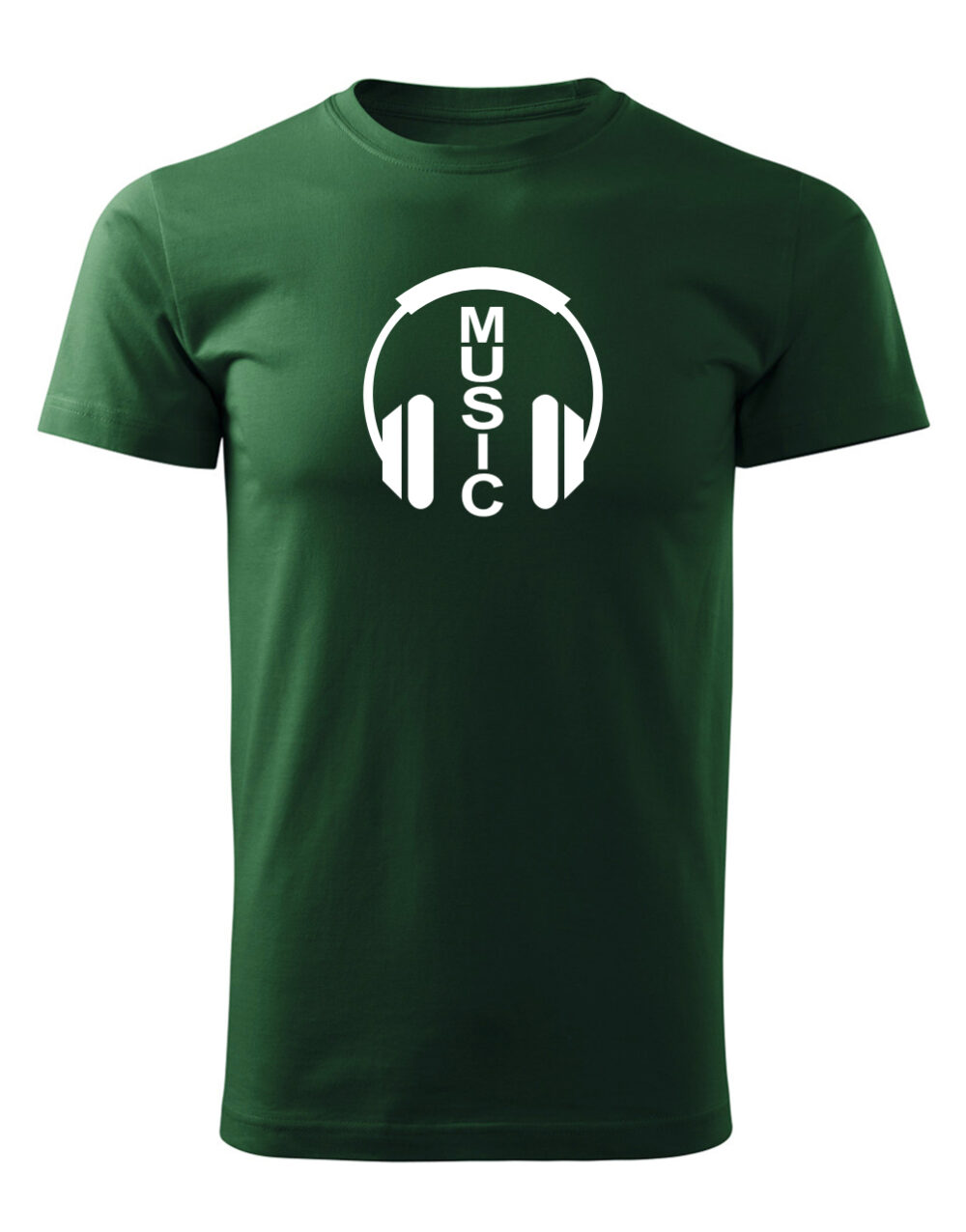 Pánské tričko s potiskem Music lahvově zelená