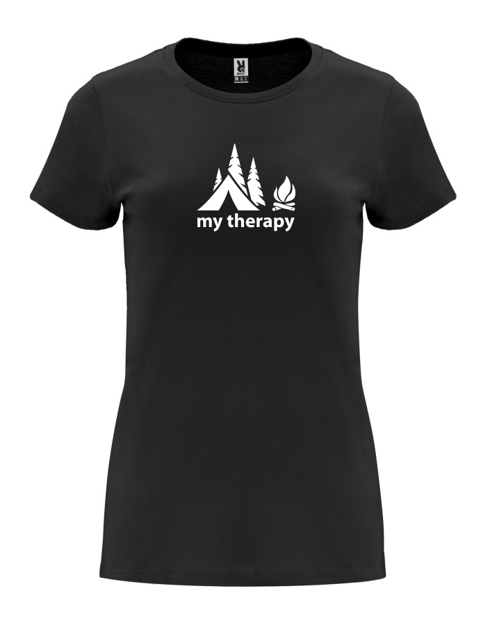 Dámské tričko s potiskem My therapy černá