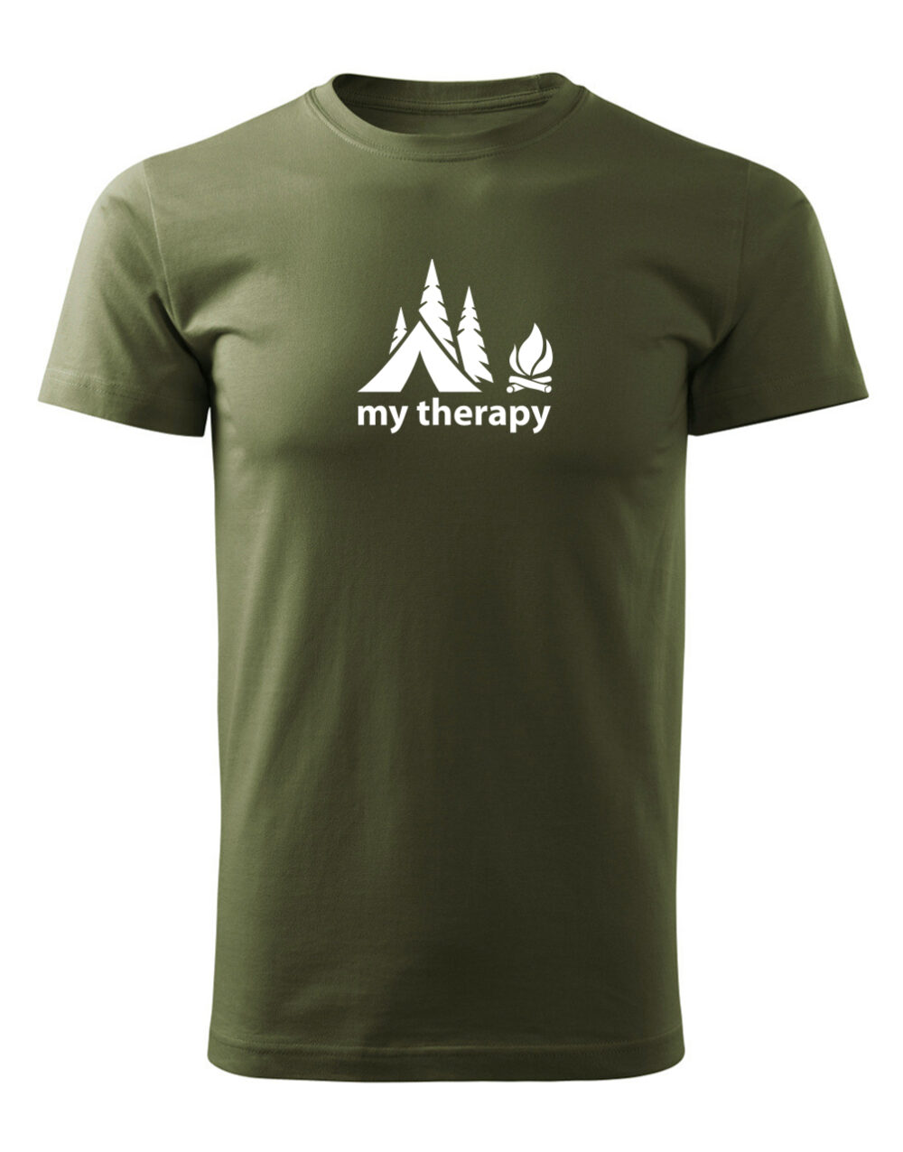 Pánské tričko s potiskem My therapy vojenská zelená